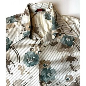 Richman Brothers Men's Vintage Retro 1970's colared LS floral knit size Med